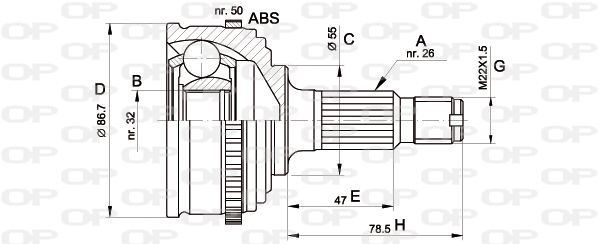 OPEN PARTS Nivelsarja, vetoakseli CVJ5050.10